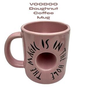 VOODOO Doughnut Coffee Mug Donut Cup PINK “The Magic is in the Hole” Made in USA